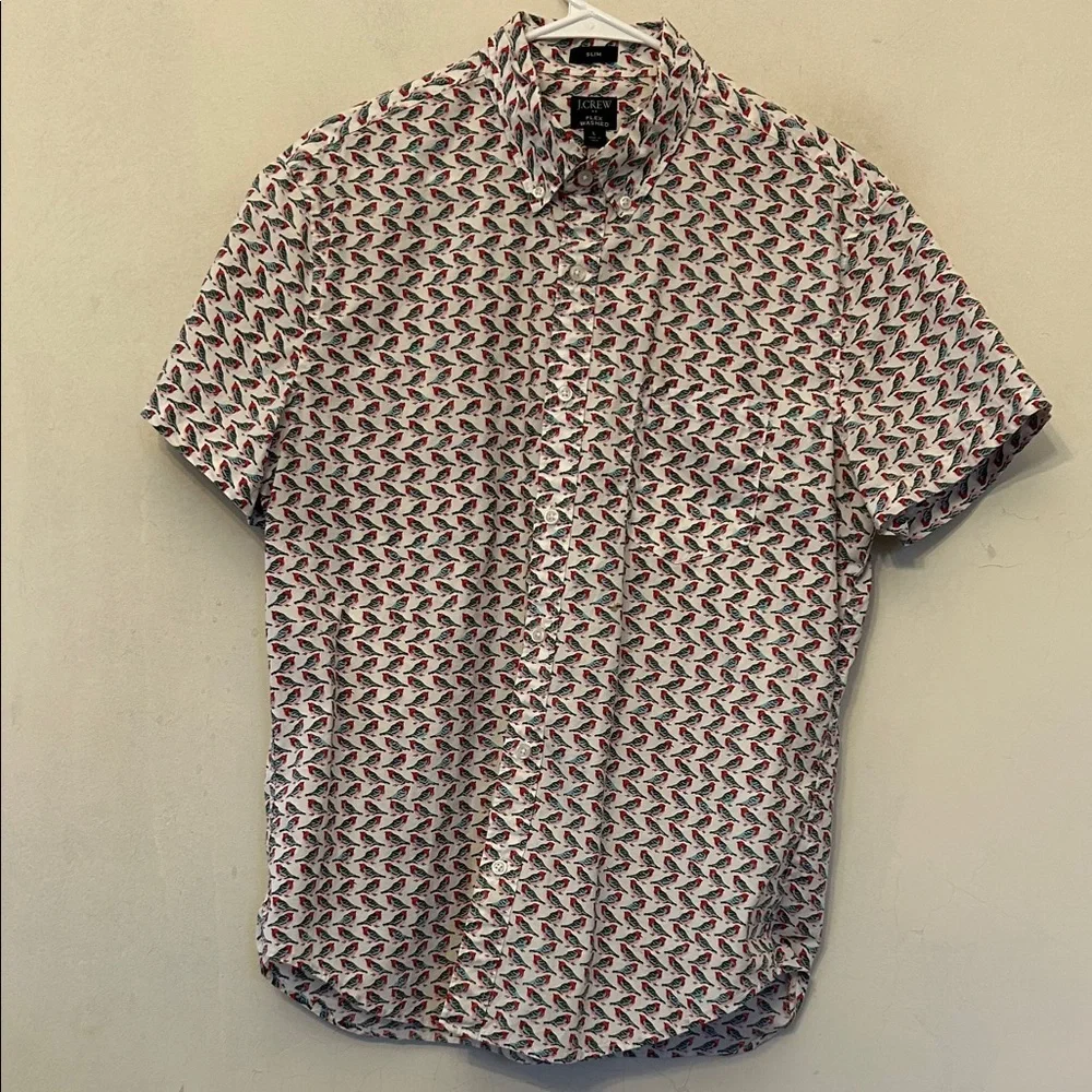 J Crew Flex washed short sleeve button down shirt Size L EUC